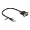 Delock - Sériový kabel RS-232 - RJ-45 (M) do DB-9 (M) - 30 cm - 4.5 mm - lisovaný, krídlové šrouby - cerná