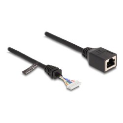 Delock - Sítový kabel adaptér - 8pinový header (F) do RJ-45 (F) - 23 cm - 5.5 mm - CAT 5e - cerná