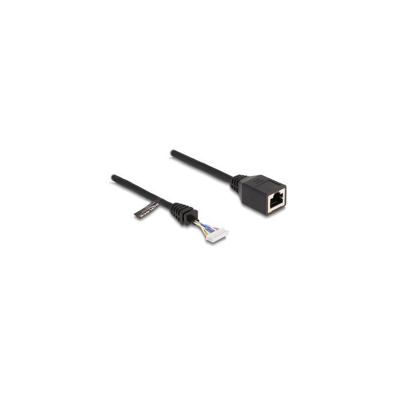 Delock - Sítový kabel adaptér - 8pinový header (F) do RJ-45 (F) - 23 cm - 5.5 mm - CAT 5e - cerná