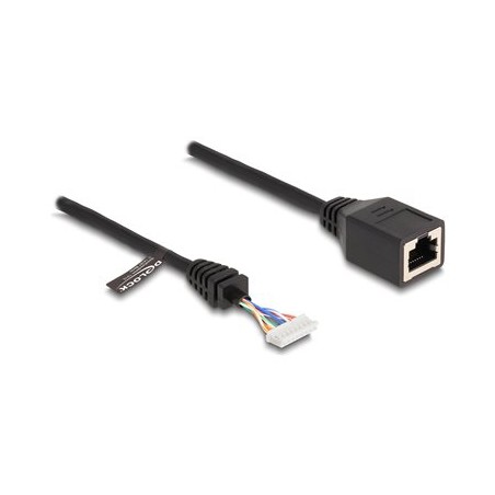 Delock - Sítový kabel adaptér - 8pinový header (F) do RJ-45 (F) - 23 cm - 5.5 mm - CAT 5e - cerná