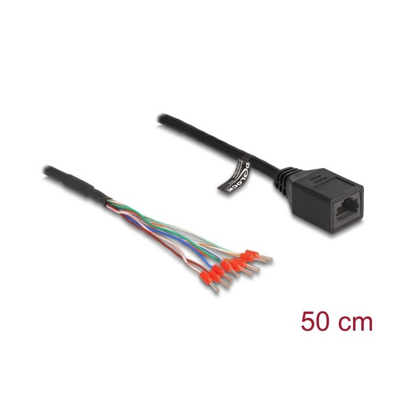 Delock - Sítový kabel - ferula (M) do RJ-45 (F) - 50 cm - 5.5 mm - CAT 5e - cerná