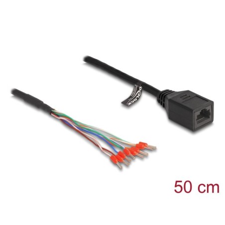 Delock - Sítový kabel - ferula (M) do RJ-45 (F) - 50 cm - 5.5 mm - CAT 5e - cerná