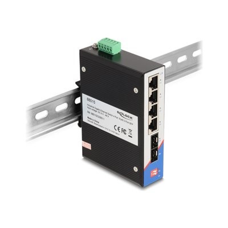 Delock - Prepínac - 4 x 10/100/1000 + 2 x SFP - lze montovat na konzolu DIN