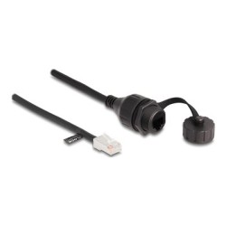 Delock - Sítový prodlužovací kabel - RJ-45 (M) do RJ-45 (F) - 25 cm - 6 mm - FTP - CAT 5e - vodeodolný (IP68), tesnicí krytka