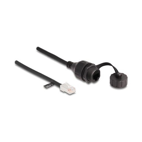 Delock - Sítový prodlužovací kabel - RJ-45 (M) do RJ-45 (F) - 25 cm - 6 mm - FTP - CAT 5e - vodeodolný (IP68), tesnicí krytka