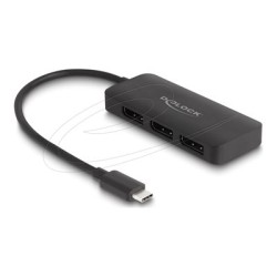 Delock - Rozdelovac video / audio - 4K 60Hz, DP Alt Mode, MST, USB Type-C - 3 x DisplayPort - desktop