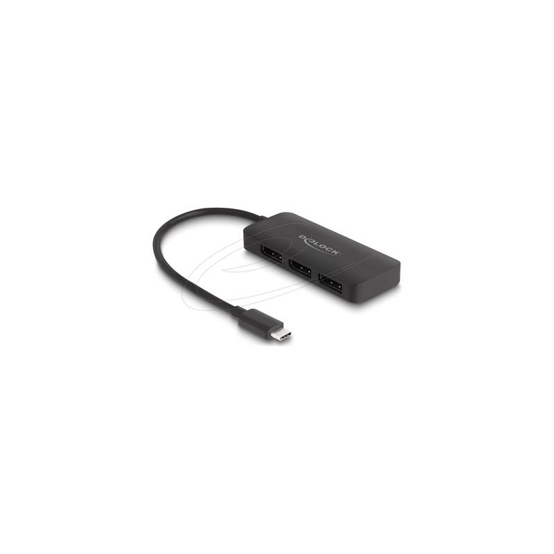 Delock - Rozdelovac video / audio - 4K 60Hz, DP Alt Mode, MST, USB Type-C - 3 x DisplayPort - desktop