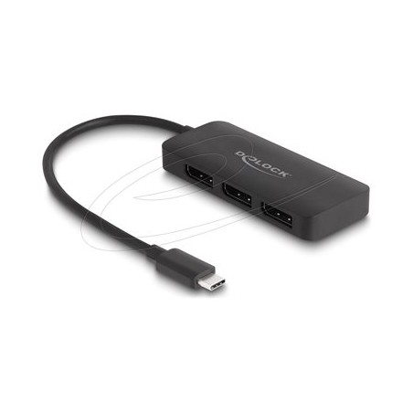 Delock - Rozdelovac video / audio - 4K 60Hz, DP Alt Mode, MST, USB Type-C - 3 x DisplayPort - desktop