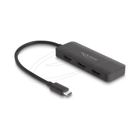 Delock - Rozdelovac video / audio - 4K 60Hz, DP Alt Mode, MST, USB Type-C - 3 x HDMI - desktop