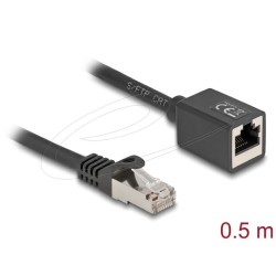 Delock - Sítový prodlužovací kabel - RJ-45 (M) do RJ-45 (F) - 50 cm - 6 mm - S/FTP - CAT 6a - neobsahuje halogen, provedení bez
