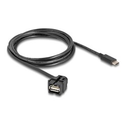 Delock - USB kabel - 24 pin USB-C (M) zahnutý do USB (F) - USB 2.0 - 1.5 m - cerná