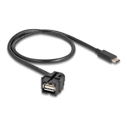 Delock - USB kabel - 24 pin USB-C (M) do USB (F) zahnutý - USB 2.0 - 0.5 m - cerná