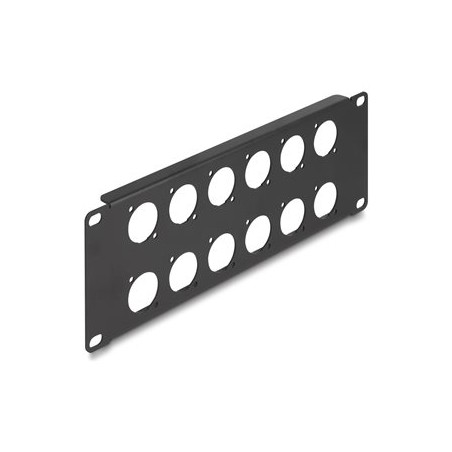 Delock - Patch panel (záslepný) - typ D - montáž do racku - cerná - 2U - 10" - 12 portu