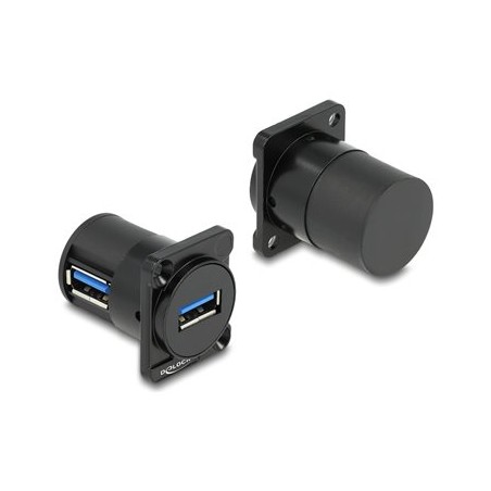 Delock D-Type Module - Modul - úhel 90° - montáž na panel - USB 2.0 Type A - cerná