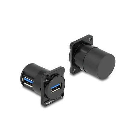 Delock D-Type Module - Modul - úhel 90° - montáž na panel - USB 3.0 Type A - cerná