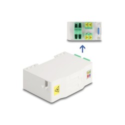 Delock - Propojovací box z optického vlákna - s držákem spoje, 4 x LC duplexní spojka - montáž na kolejnici DIN - bílá