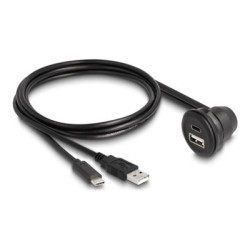Delock - Kabel USB - USB, 24 pin USB-C (M) do USB, 24 pin USB-C (F) pravoúhlý - 1 m - up to 480 Mbps - cerná