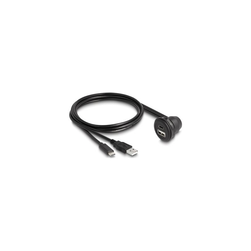 Delock - Kabel USB - USB, 24 pin USB-C (M) do USB, 24 pin USB-C (F) pravoúhlý - 1 m - up to 480 Mbps - cerná