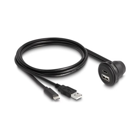 Delock - Kabel USB - USB, 24 pin USB-C (M) do USB, 24 pin USB-C (F) pravoúhlý - 1 m - up to 480 Mbps - cerná