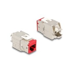 Delock - Modul - bez náradí - CAT 6a - STP - 39.5 mm - RJ-45 - cervená