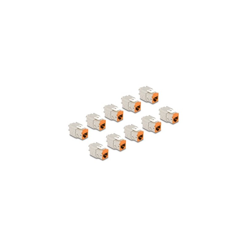 Delock - Modul keystone - RJ-45 (F) do LSA (F) - STP - CAT 6a - oranžová (balení 10)