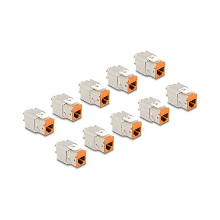 Delock - Modul keystone - RJ-45 (F) do LSA (F) - STP - CAT 6a - oranžová (balení 10)