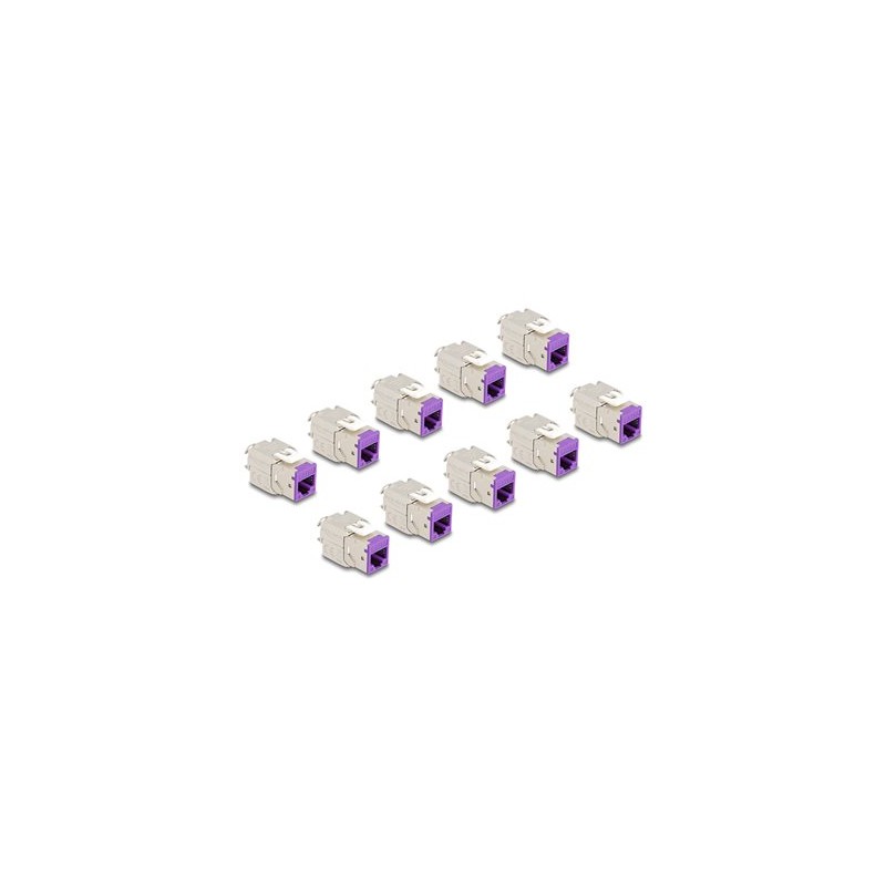 Delock - Modul keystone - RJ-45 (F) do LSA (F) - STP - CAT 6a - fialová (balení 10)