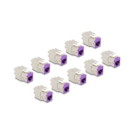 Delock - Modul keystone - RJ-45 (F) do LSA (F) - STP - CAT 6a - fialová (balení 10)