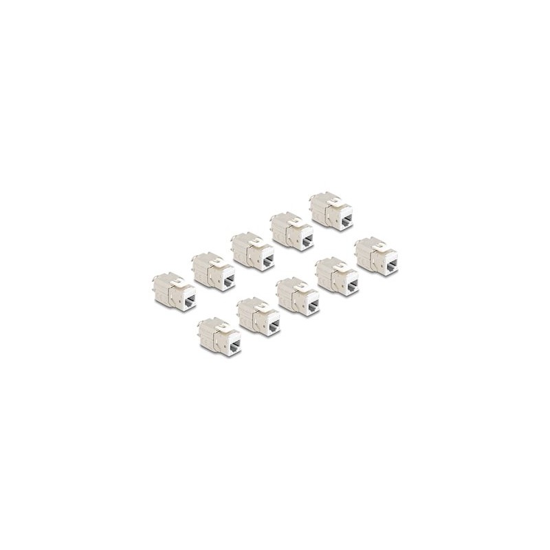 Delock - Modul keystone - RJ-45 (F) do LSA (F) - STP - CAT 6a - bílá (balení 10)