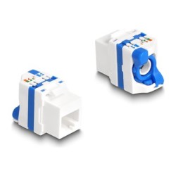 Delock - Modul keystone - RJ-45 (F) do LSA (F) - UTP - CAT 6a - zacvakávací - bílá, modrá