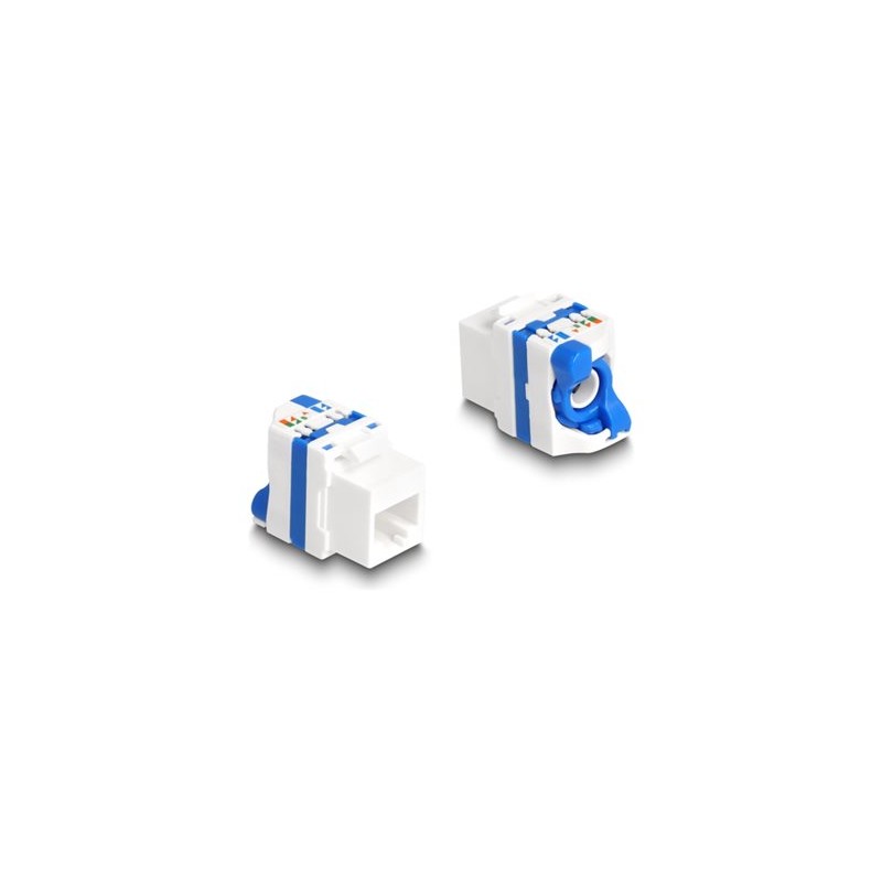 Delock - Modul keystone - RJ-45 (F) do LSA (F) - UTP - CAT 6a - zacvakávací - bílá, modrá