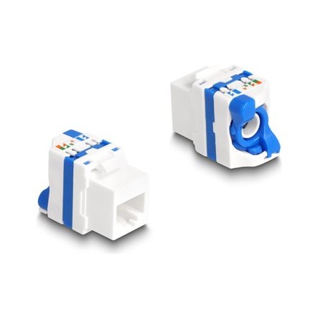 Delock - Modul keystone - RJ-45 (F) do LSA (F) - UTP - CAT 6a - zacvakávací - bílá, modrá