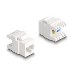 Delock - Modul keystone - RJ-45 (F) do LSA (F) - UTP - CAT 6a - zacvakávací - bílá