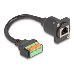 Delock - Sítový kabel - RJ-45 (F) do 8 kolíková svorkovnice - 30 cm - 2.8 mm - CAT 5e - tlacítko - cerná