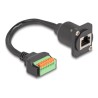 Delock - Sítový kabel - RJ-45 (F) do 8 kolíková svorkovnice - 30 cm - 2.8 mm - CAT 5e - tlacítko - cerná