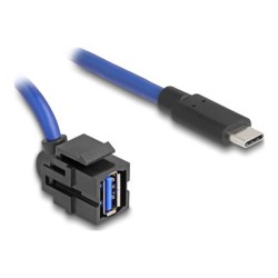 Delock - USB kabel - 24 pin USB-C (M) rovné do USB typ A (F) úhel, keystone - USB 3.0 - 50 cm - cerná