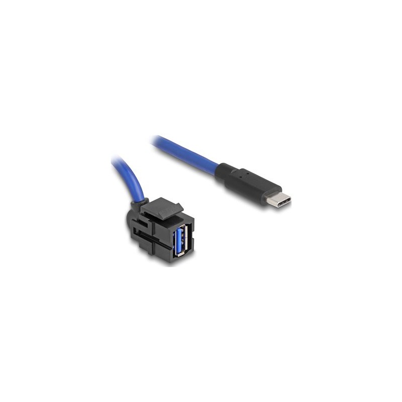Delock - USB kabel - 24 pin USB-C (M) rovné do USB typ A (F) úhel, keystone - USB 3.0 - 50 cm - cerná