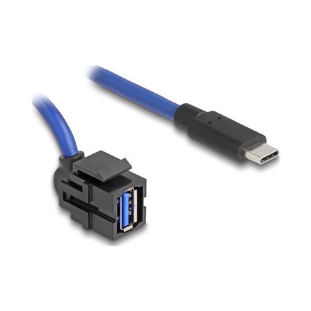 Delock - USB kabel - 24 pin USB-C (M) rovné do USB typ A (F) úhel, keystone - USB 3.0 - 50 cm - cerná