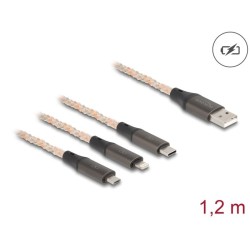 Delock 3 in 1 - Kabel pouze pro nabíjení - USB s piny (male) do Micro USB typ B, Lightning, 24 pin USB-C s piny (male) - 1.2 m
