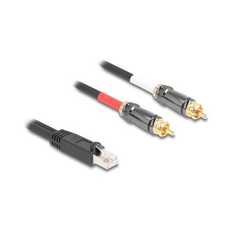 Delock - Audio adaptér - RJ-45 s piny (male) do RCA s piny (male) - 2 m - cerná