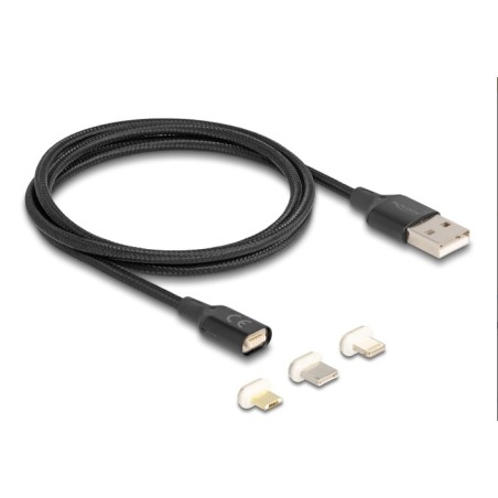 Delock - USB charge adapter kit - USB (M) do Micro USB typ B, Lightning, 24 pin USB-C (M) magnetický - USB 2.0 - 5 V - 3 A - 1
