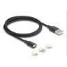 Delock - USB charge adapter kit - USB (M) do Micro USB typ B, Lightning, 24 pin USB-C (M) magnetický - USB 2.0 - 5 V - 3 A - 1