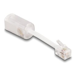 Delock - Phone adapter - RJ-10 (Z) do RJ-10 (R) otocný - nestínený - pruhledná, bílá
