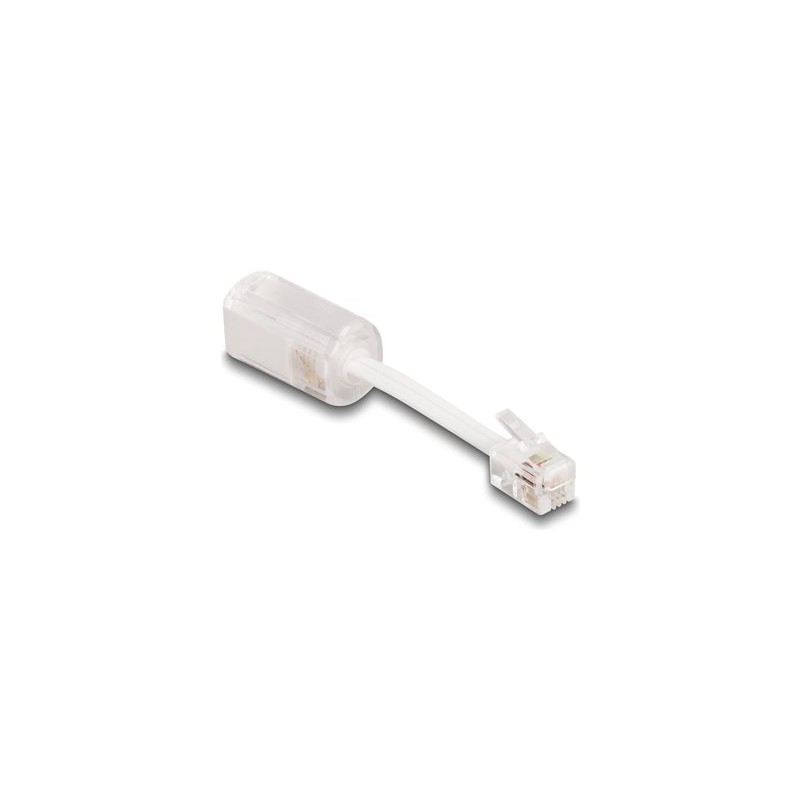 Delock - Phone adapter - RJ-10 (Z) do RJ-10 (R) otocný - nestínený - pruhledná, bílá