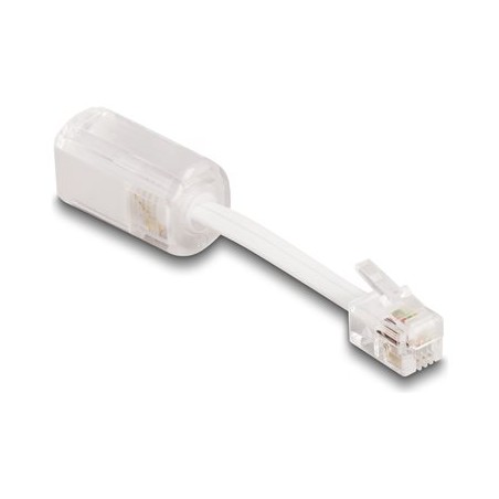 Delock - Phone adapter - RJ-10 (Z) do RJ-10 (R) otocný - nestínený - pruhledná, bílá