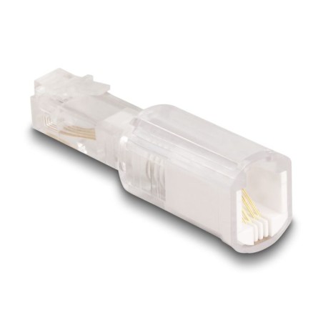 Delock - Phone adapter - RJ-10 (Z) do RJ-10 (R) otocný - bílá, pruhledná