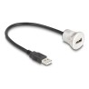 Delock - Prodlužovací šnura USB - USB (M) do USB (F) montáž na panel - USB 2.0 - 30 cm - M22 závit - cerná, stríbrná