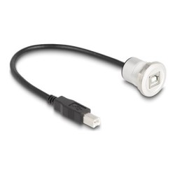 Delock - Prodlužovací šnura USB - USB typ B (M) do USB typ B (F) montáž na panel - USB 2.0 - 30 cm - cerná, stríbrná