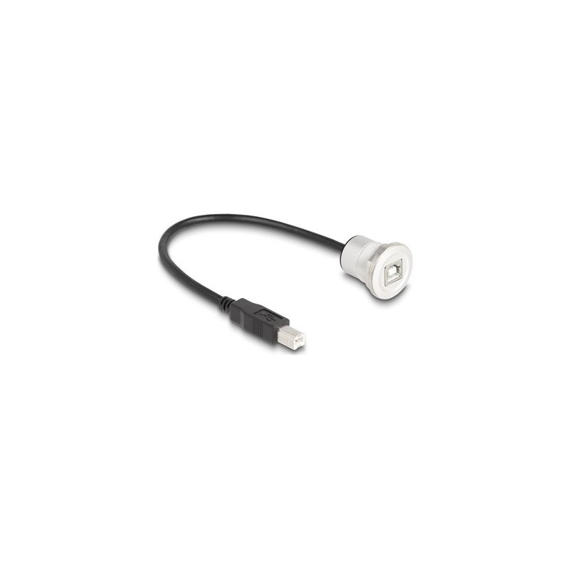 Delock - Prodlužovací šnura USB - USB typ B (M) do USB typ B (F) montáž na panel - USB 2.0 - 30 cm - cerná, stríbrná