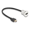 Delock - Prodlužovací kabel HDMI - HDMI s piny (male) do HDMI se zdírkami (female) montáž na panel - 30 cm - cerná, stríbrná